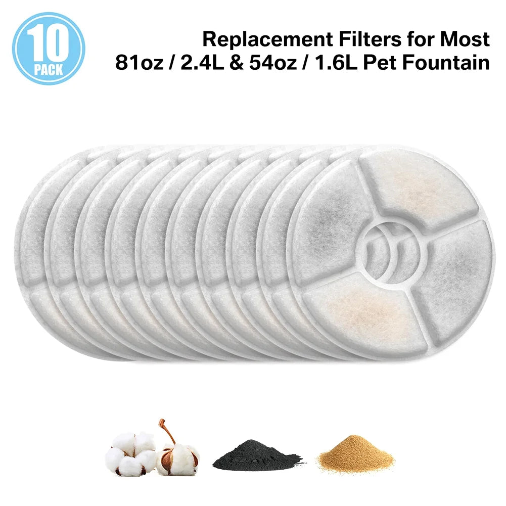 Cat Water Fountain Filters Replacement Filter Fit for Flower Fountain Cat Water Fountain Water Dispenser 10PCS